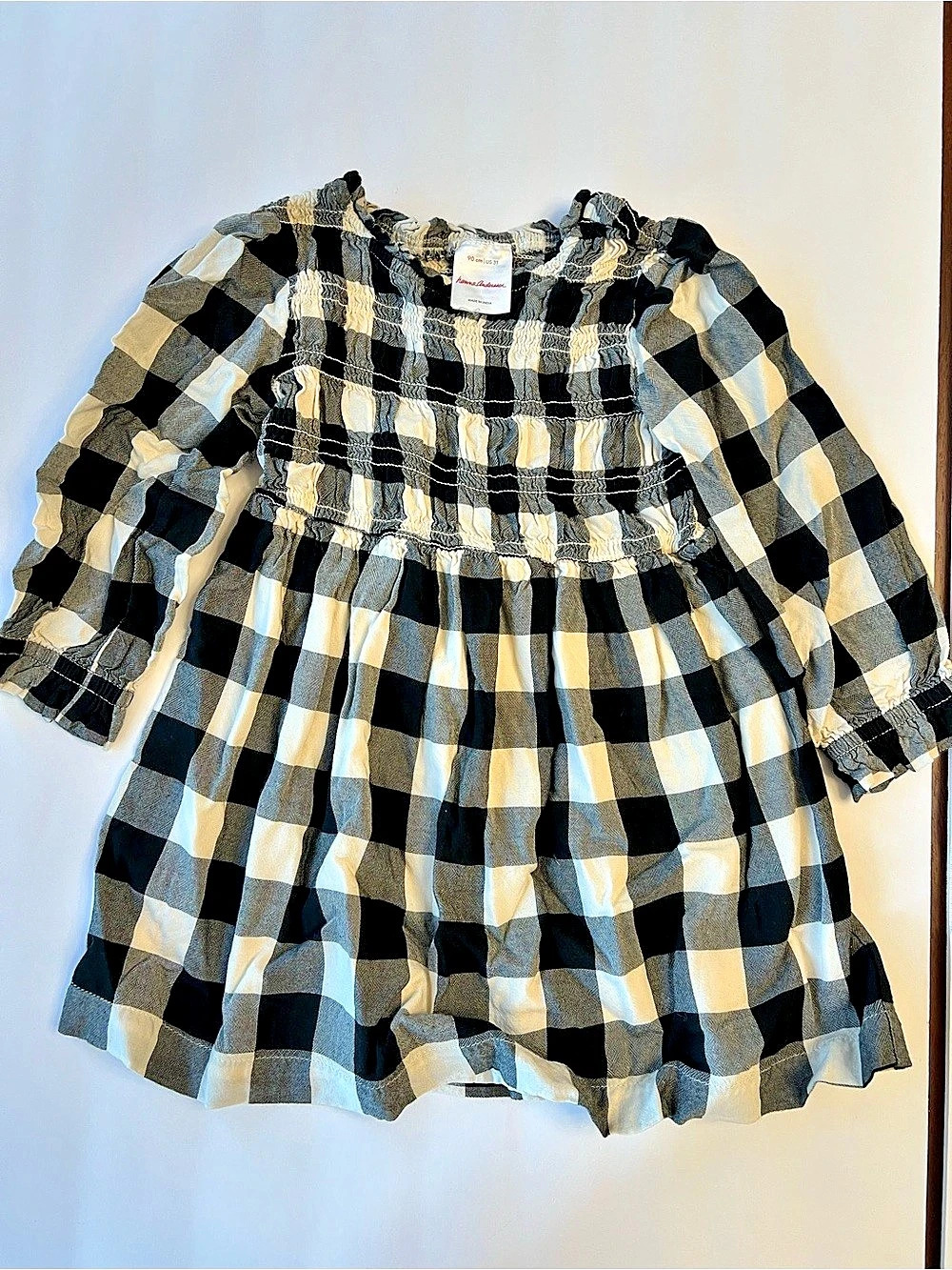 Hanna Andersson Black and White Plaid Smocked Dress Black & White Plaid Smocked